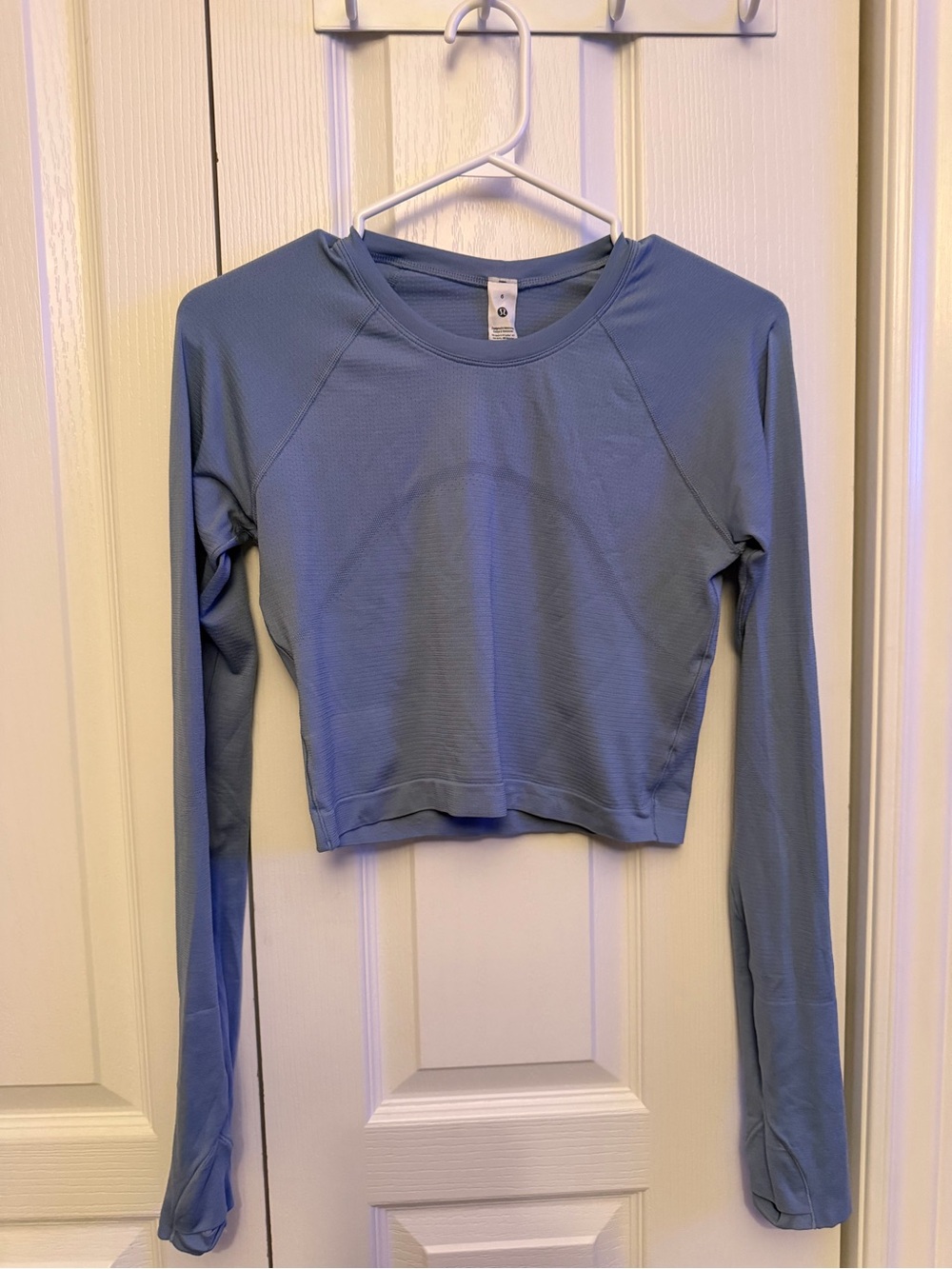 lululemon athletica Light Blue Long-Sleeve Cropped Performance Top